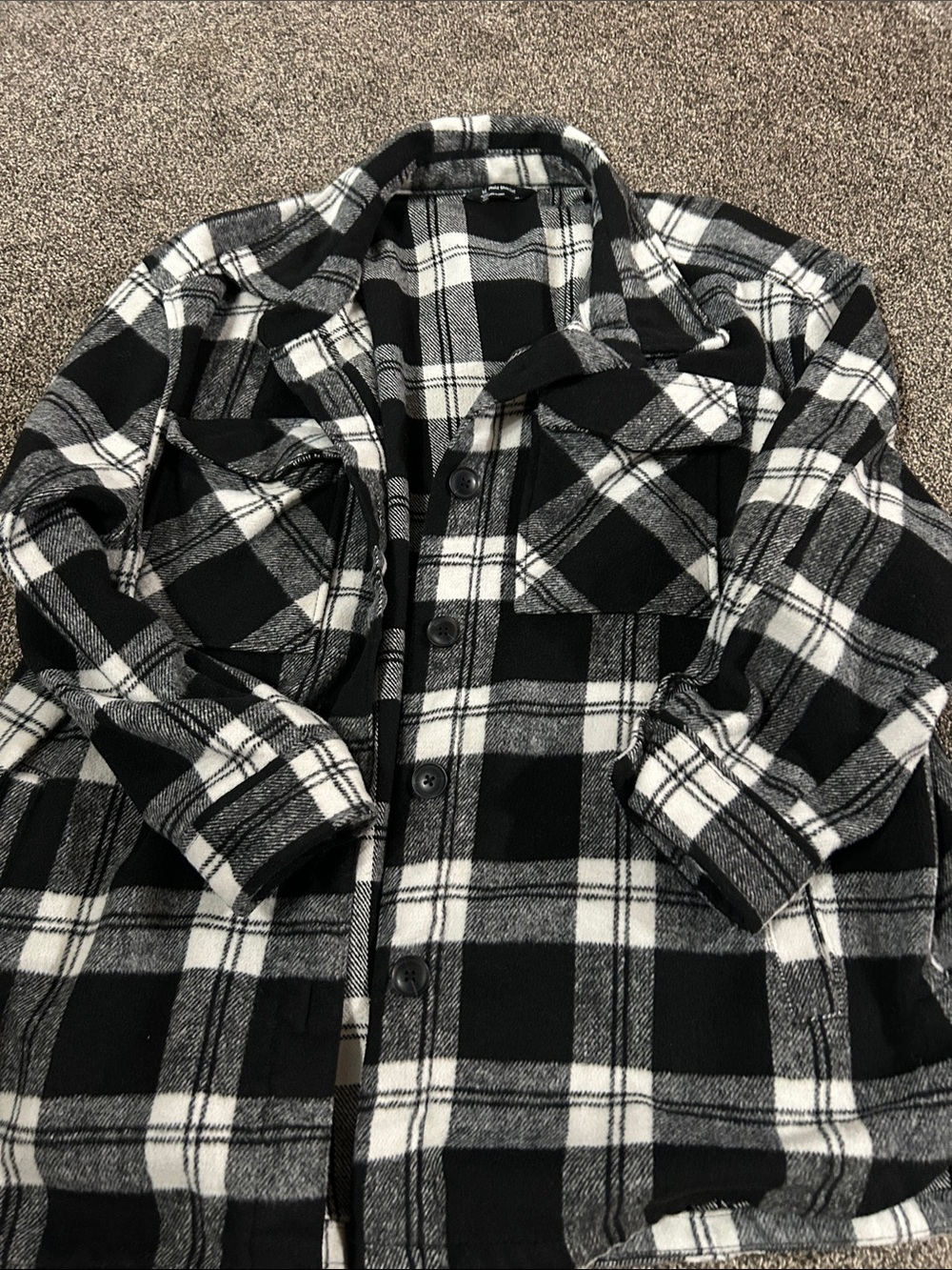 Black & White Plaid Button-Up Shacket